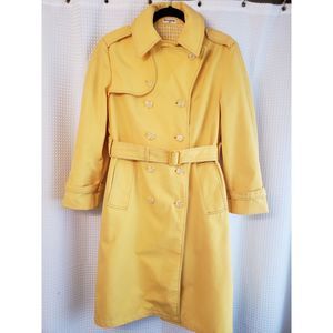 Vintage Fleet Street Womens Rain Shine Coat Size 12 Yellow Buttons Belt Boho Spr
